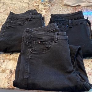 Three pairs of black jean jeggings